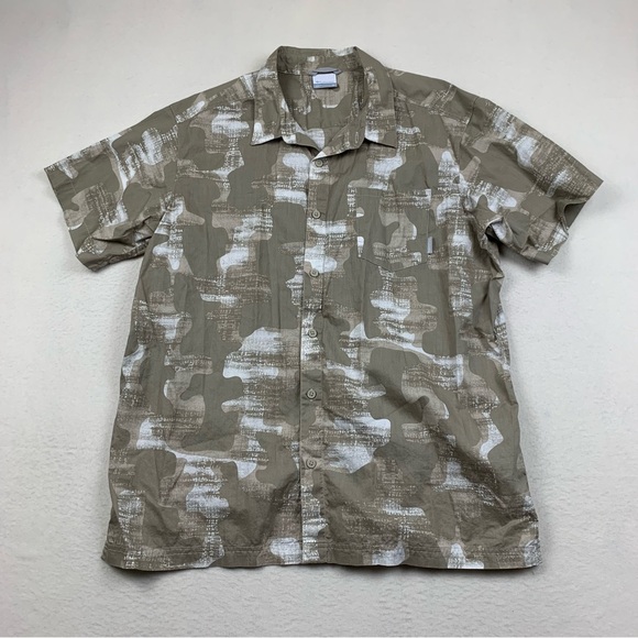 Columbia Other - Columbia Shirt Mens XL Button Up Tan Khaki Camouflage Fishing Outdoor Cotton